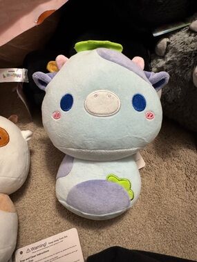 Blueberry Pastel Cow Stuffed Toy - Soft Blue & Purple Plushie